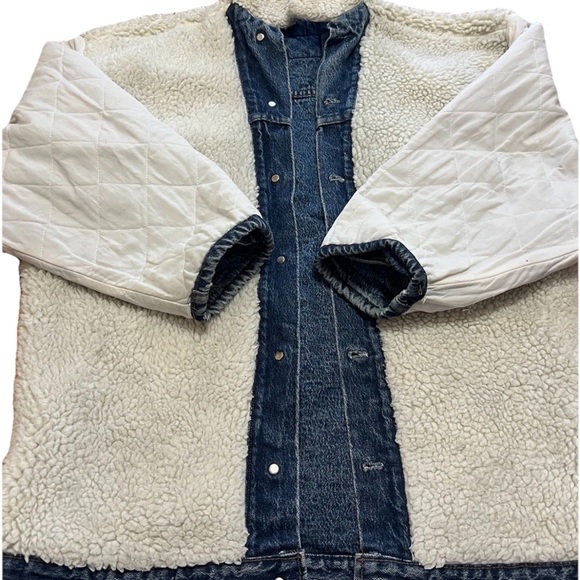 Vintage Levi’s 77935 Ranch Chore Coat Acid Wash Sherpa USA 80s M - Picture 14 of 16